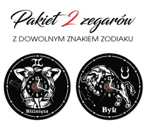 ZEGARY Ścienny z płyty Winylowej Znaki Zodiaku - PAKIET 2 sztuki