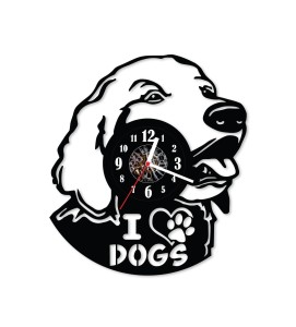 Zegar ścienny z płyty winylowej I love Dogs 3.6