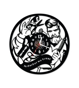 Zegar ścienny z płyty winylowej Barber Shop 36.7