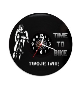 Zegar ścienny z płyty winylowej TIME TO BIKE z imieniem-14.9