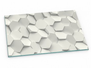 Szklana deska kuchenna do krojenia na prezent 60x20 cm Geometria biała 002c