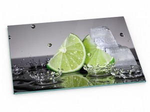 Szklana deska kuchenna do krojenia na prezent 30x20 cm Limonki i lód 016a