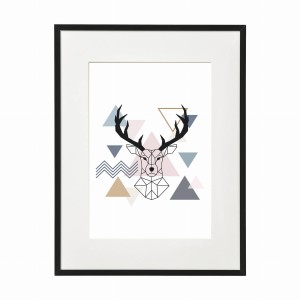 PLAKAT W RAMIE MAŁY - Jeleń i kształty