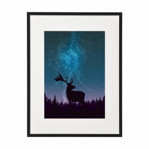 PLAKAT W RAMIE MAŁY - Jeleń i noc