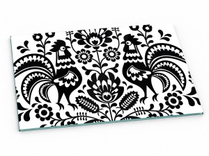 Szklana deska kuchenna do krojenia na prezent 60x30 cm Koguty 051d