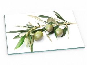 Szklana deska kuchenna do krojenia na prezent 30x20 cm Gałązka oliwna 058a