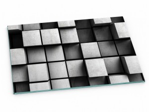 Szklana deska kuchenna do krojenia na prezent 60x30 cm Biała geometria 084d