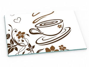 Szklana deska kuchenna do krojenia na prezent 60x20 cm Kawa i kwiaty 088c