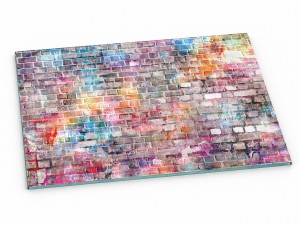 Szklana deska kuchenna do krojenia na prezent 30x20 cm Kolorowy mur 098a