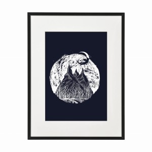 PLAKAT W RAMIE MAŁY - Księżyc nad górami