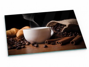 Szklana deska kuchenna do krojenia na prezent 60x30 cm Kawa i cynamon 105d