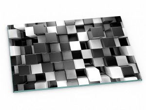 Szklana deska kuchenna do krojenia na prezent 30x20 cm Kwadraty 3D 110a