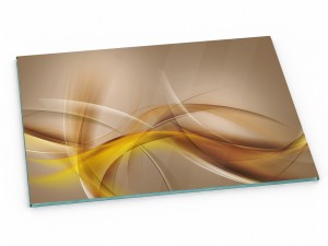 Szklana deska kuchenna do krojenia na prezent 30x20 cm Złote wstęgi 123a