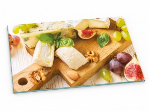 Szklana deska kuchenna do krojenia na prezent 40x30 cm Ser i owoce 234b
