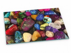 Szklana deska kuchenna do krojenia na prezent 60x20 cm Kolorowe kamyki 235c