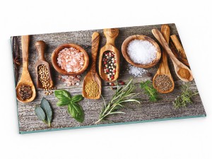 Szklana deska kuchenna do krojenia na prezent 30x20 cm Łyżki przypraw 251a