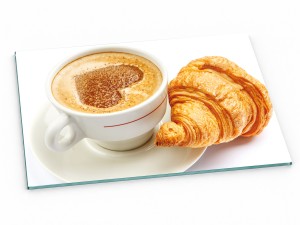 Szklana deska kuchenna do krojenia 30x20 cm Kawa i croissant 253a