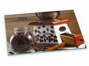 Szklana deska kuchenna do krojenia na prezent 60x30 cm Młynek i kawa 293d