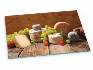 Szklana deska kuchenna do krojenia na prezent 60x30 cm Sery i owoce 295d