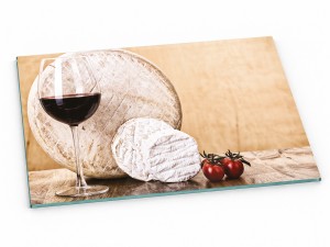 Szklana deska kuchenna do krojenia na prezent 60x30 cm Ser i wino 300d