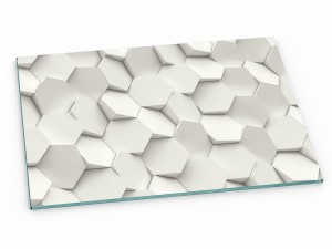 Szklana deska kuchenna do krojenia na prezent 40x30 cm Geometria biała 314b