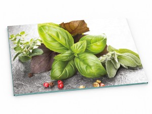 Szklana deska kuchenna do krojenia 40x30 cm Bazylia i pieprz 315b