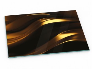 Szklana deska kuchenna do krojenia na prezent 30x20 cm Złote wstęgi 326a