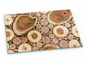 Szklana deska kuchenna do krojenia na prezent 60x30 cm Słoje drewna 336d