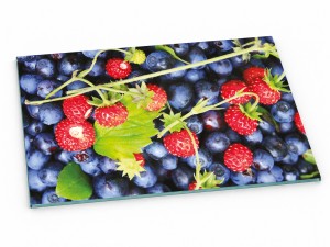 Szklana deska kuchenna do krojenia 60x20 cm Poziomki borówki 337c