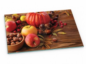 Szklana deska kuchenna do krojenia na prezent 30x20 cm Dynia i jabłka 359a