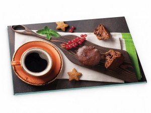 Szklana deska kuchenna do krojenia na prezent 30x20 cm Kawa i ciastko 368a