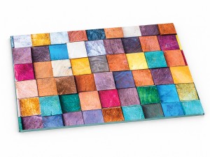 Szklana deska kuchenna do krojenia na prezent 30x20 cm Kolorowe drewno 369a