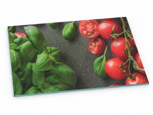 Szklana deska kuchenna do krojenia 60x30 cm Pomidory bazylia 391d