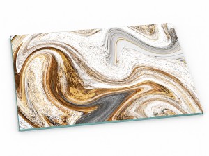 Szklana deska kuchenna do krojenia na prezent 30x20 cm Złota farba 412a