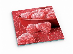 Szklana deska kuchenna do krojenia na prezent 25x25 cm Cukierki serca 423e