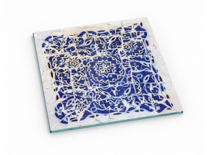 Szklana deska kuchenna do krojenia na prezent 30x30 cm Stara ceramika 427f