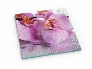 Szklana deska kuchenna do krojenia na prezent 30x30 cm Orchidea 430f