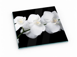 Szklana deska kuchenna do krojenia na prezent 25x25 cm Biała orchidea 438e