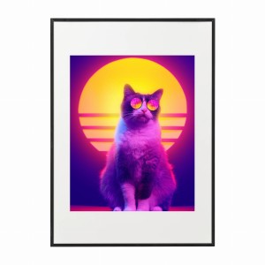 PLAKAT W RAMIE DUŻY - Retro kot