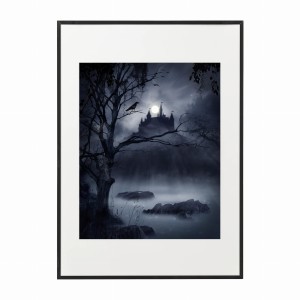 PLAKAT W RAMIE DUŻY - Zamek i kruki