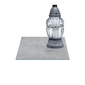 SZKLANA PODSTAWKA POD ZNICZE Z DEDYKACJĄ 25x25cm Beton 130e