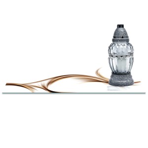 SZKLANA PODSTAWKA POD ZNICZE z dedykacją 60x20cm Fale beż 138c