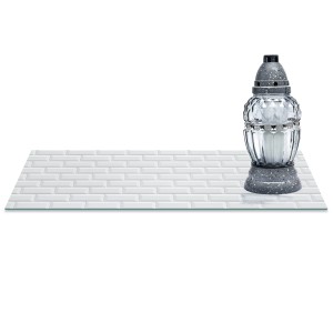SZKLANA PODSTAWKA POD ZNICZE z dedykacją 60x30cm Mur biel 243d