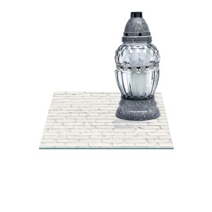 SZKLANA PODSTAWKA POD ZNICZE Z DEDYKACJĄ 35x35cm Cegły 349g