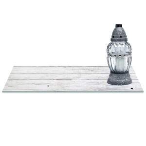 SZKLANA PODSTAWKA POD ZNICZE z dedykacją 60x20cm Deski 102c