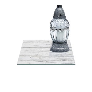 SZKLANA PODSTAWKA POD ZNICZE Z DEDYKACJĄ 30x30cm Deski 102f