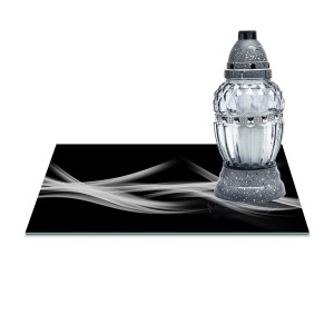 SZKLANA PODSTAWKA POD ZNICZE Z DEDYKACJĄ 30x20cm Dym 116a