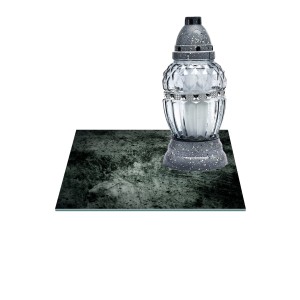 SZKLANA PODSTAWKA POD ZNICZE Z DEDYKACJĄ 25x25cm Beton 32e