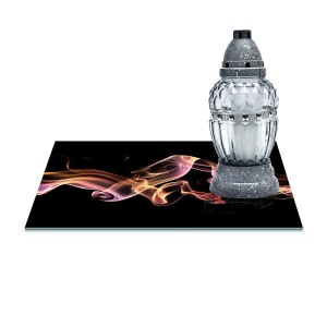 SZKLANA PODSTAWKA POD ZNICZE 40x30cm Dym róż 66b