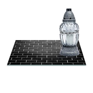 SZKLANA PODSTAWKA POD ZNICZE Z DEDYKACJĄ 30x20cm Mur 30a